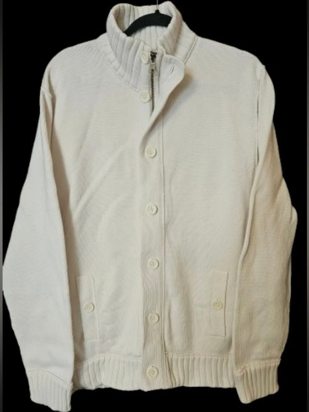 Banana Republic Vintage 80's Button/Zip Cotton Sweater Jacket